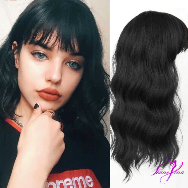  Vigorous Wavy Hair Toppers with Bangs Hair Extension Clip in Top Crown Hairpieces for Women with Thinning and Loss Hair